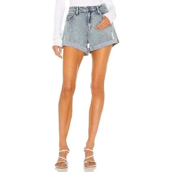 WeWoreWhat Revolve Low Rise Rolled Shorty Shorts Light Vintage Blue size 26